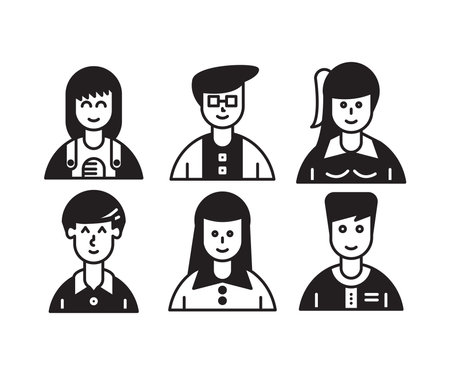 People avatars set. Male and female avatars. Vector illustrationのイラスト素材
