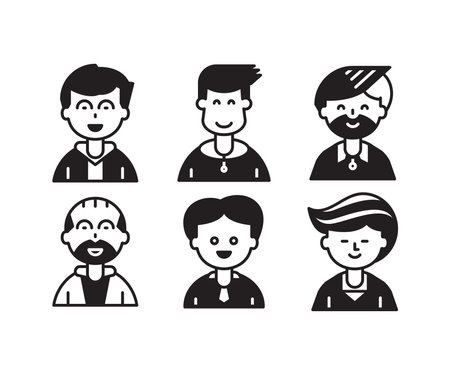 Set of avatars of men in flat style. Vector illustration.のイラスト素材