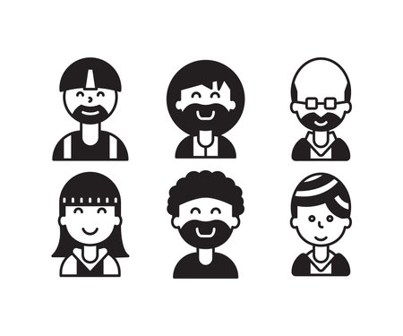 Set of avatars of people in flat style. Vector illustration.のイラスト素材