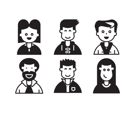 Set of avatars of people in flat style. Vector illustration.のイラスト素材