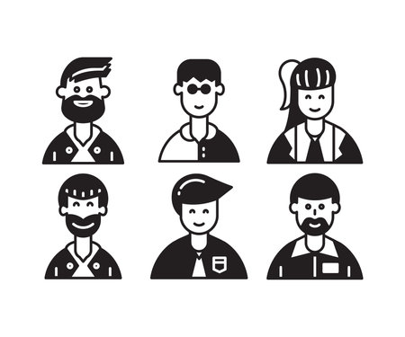 Set of men and women avatars in flat style. Vector illustrationのイラスト素材