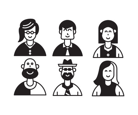 Set of people avatars in flat style. Vector illustration isolated on white background.のイラスト素材