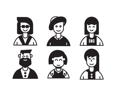 Avatars of men and women in flat style. Vector illustration.のイラスト素材