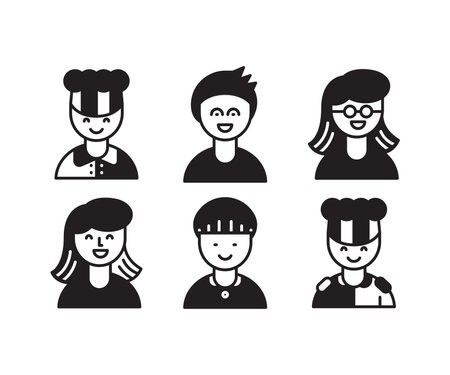 Set of people avatars. Vector illustration isolated on white background.のイラスト素材