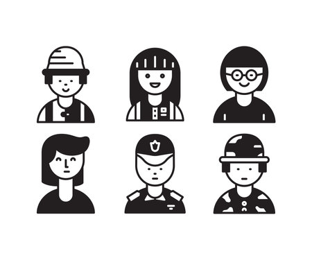 Set of avatars of different professions. Flat style vector illustration.のイラスト素材