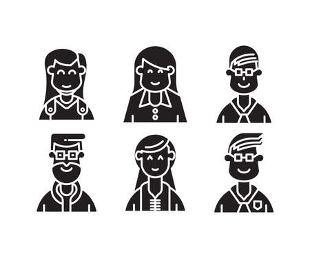 people characters and avatars set illustrationのイラスト素材