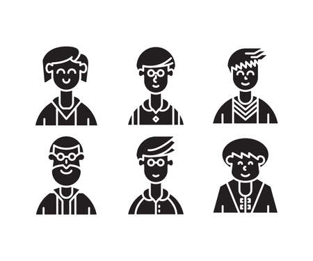 people characters and avatars set illustrationのイラスト素材