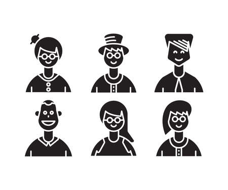 people characters and avatars set illustrationのイラスト素材