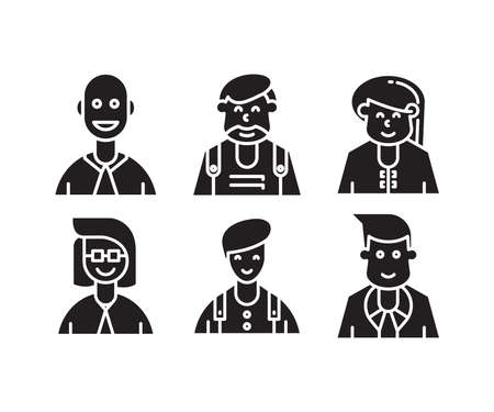 people characters and avatars set illustrationのイラスト素材