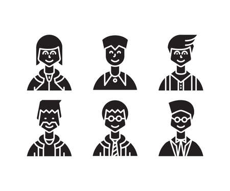 people characters and avatars set illustrationのイラスト素材