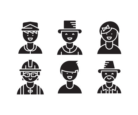 people characters and avatars set illustrationのイラスト素材