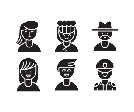 people characters and avatars set illustrationのイラスト素材