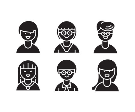 people characters and avatars set illustrationのイラスト素材