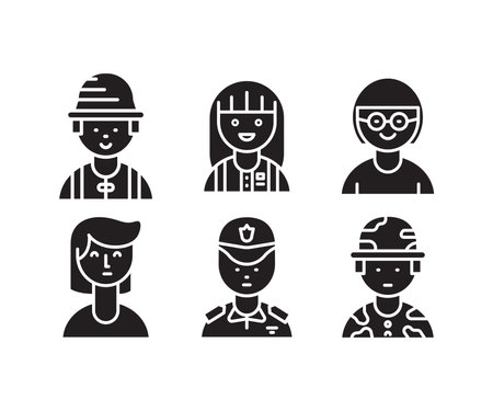 people characters and avatars set illustrationのイラスト素材