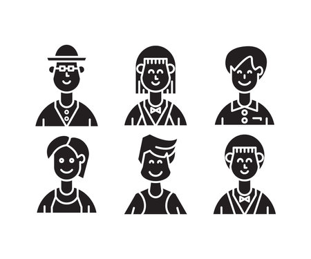 people characters and avatars set illustrationのイラスト素材