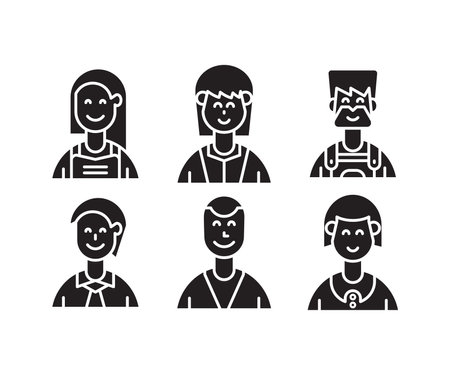 people characters and avatars set illustrationのイラスト素材