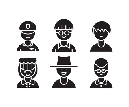 people characters and avatars set illustrationのイラスト素材