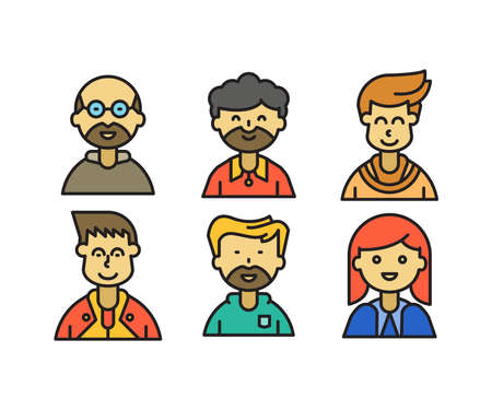 people characters and avatars set illustrationのイラスト素材