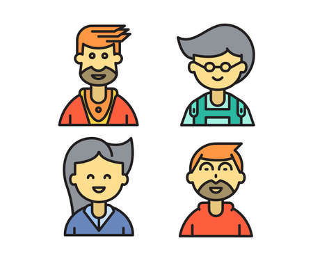 people characters and avatars set illustrationのイラスト素材