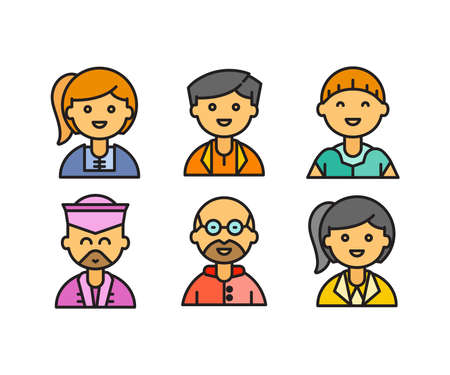 people characters and avatars set illustrationのイラスト素材