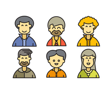 people characters and avatars set illustrationのイラスト素材