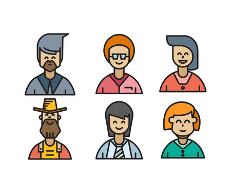 people characters and avatars set illustrationのイラスト素材