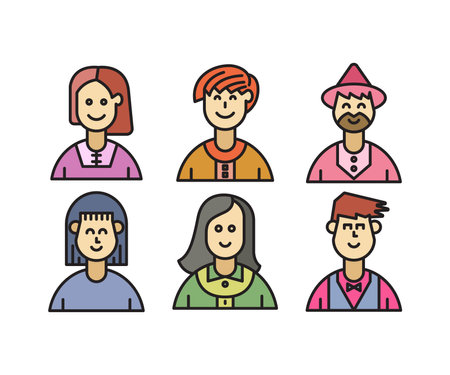 people characters and avatars set illustrationのイラスト素材