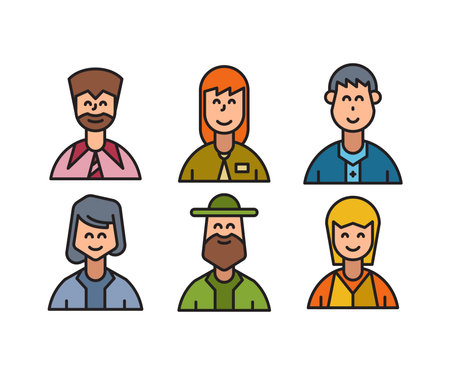 people characters and avatars set illustrationのイラスト素材