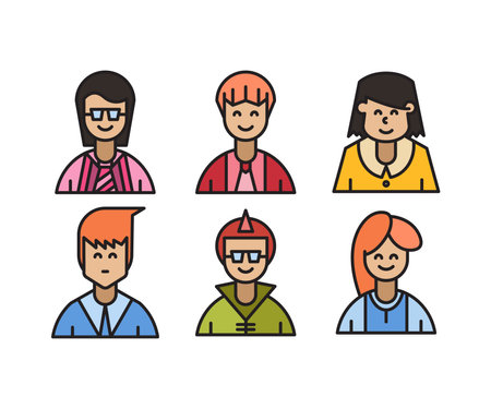 people characters and avatars set illustrationのイラスト素材