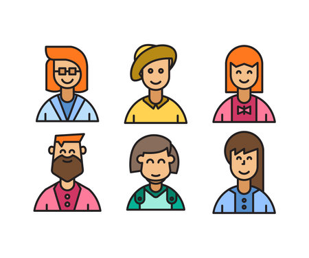 people characters and avatars set illustrationのイラスト素材