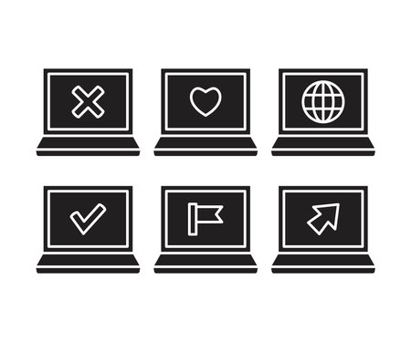 laptop computer and user interface icons setのイラスト素材