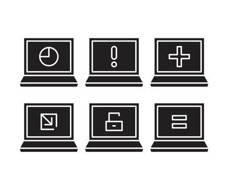 laptop computer and user interface icons setのイラスト素材