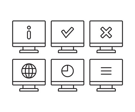 desktop computer and user interface icons setのイラスト素材