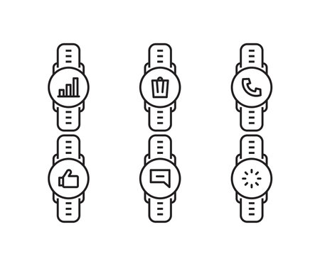 Smart watch line icon set. Smartwatch vector illustration. Smartwatch linear icon.のイラスト素材