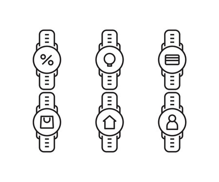 Smartwatch line icon set. Smartwatch vector icon set. Smartwatch vector iconのイラスト素材