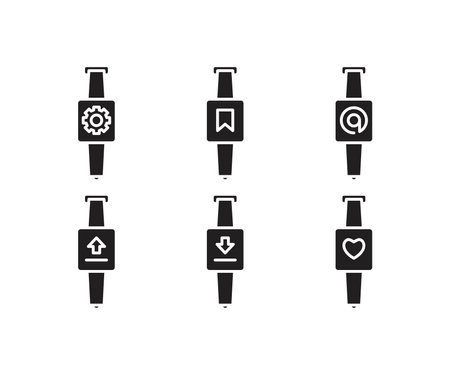 Smart watch icon set. Flat design style eps 10 vector illustration.のイラスト素材