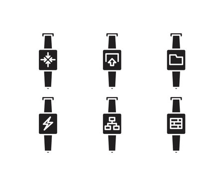 Smart watch icon set. Vector illustration in black on white background.のイラスト素材