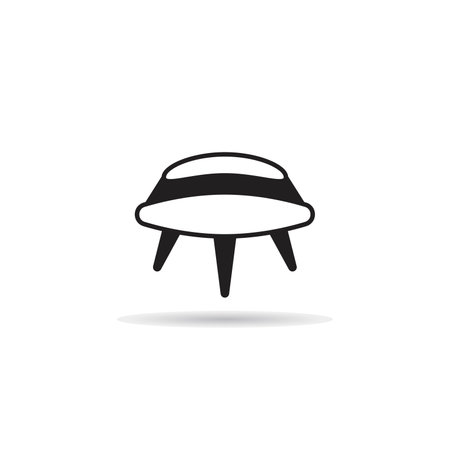 ufo, flying saucer icon on white backgroundのイラスト素材