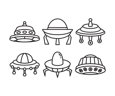 Outline illustration of UFO vector icons for web designのイラスト素材