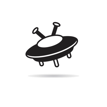 UFO icon with shadow on white background. Vector illustrationのイラスト素材