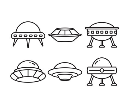 flying saucer and ufo icons setのイラスト素材