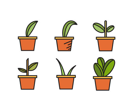 houseplant and tree icons set vector illustrationのイラスト素材