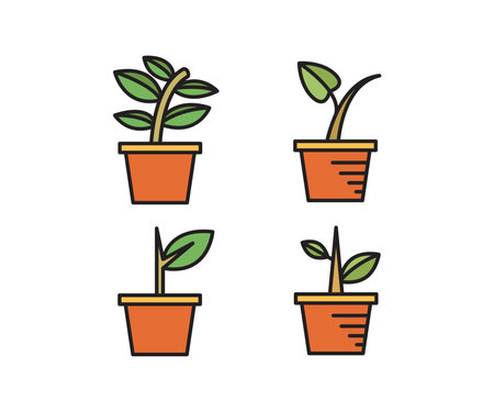 houseplant and tree icons set vector illustrationのイラスト素材