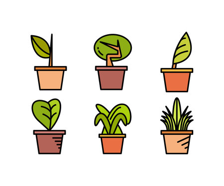 houseplant and tree icons set vector illustrationのイラスト素材