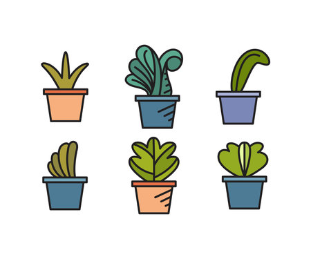 plant and tree icons set vector illustrationのイラスト素材