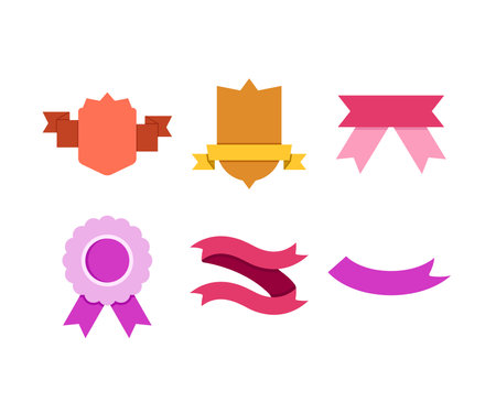 award ribbon banner and label set vector illustrationのイラスト素材