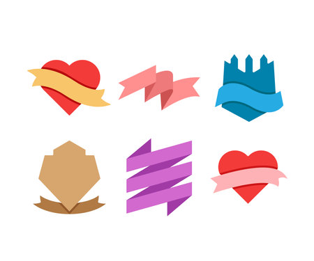 award ribbon banner and label set vector illustrationのイラスト素材