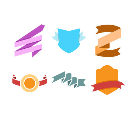 award ribbon banner and label set vector illustrationのイラスト素材