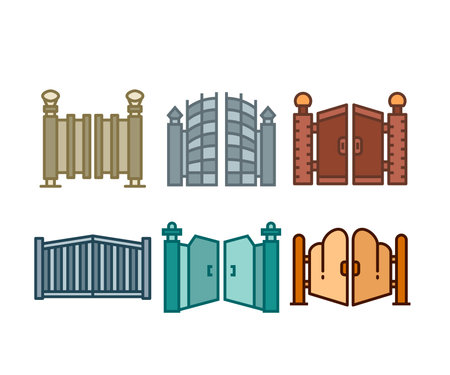 gate and fence icons illustrationのイラスト素材