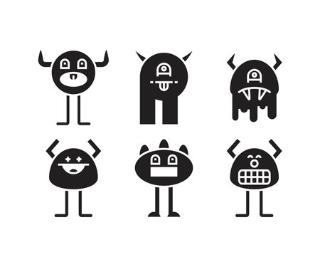 funny monster character icons setのイラスト素材